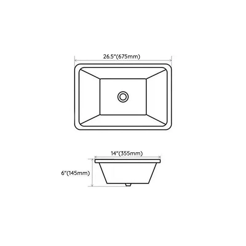 Rectangular Bathroom Sink Porcelain Modern Bathroom Sink(Not Included Taps) -Bathlova