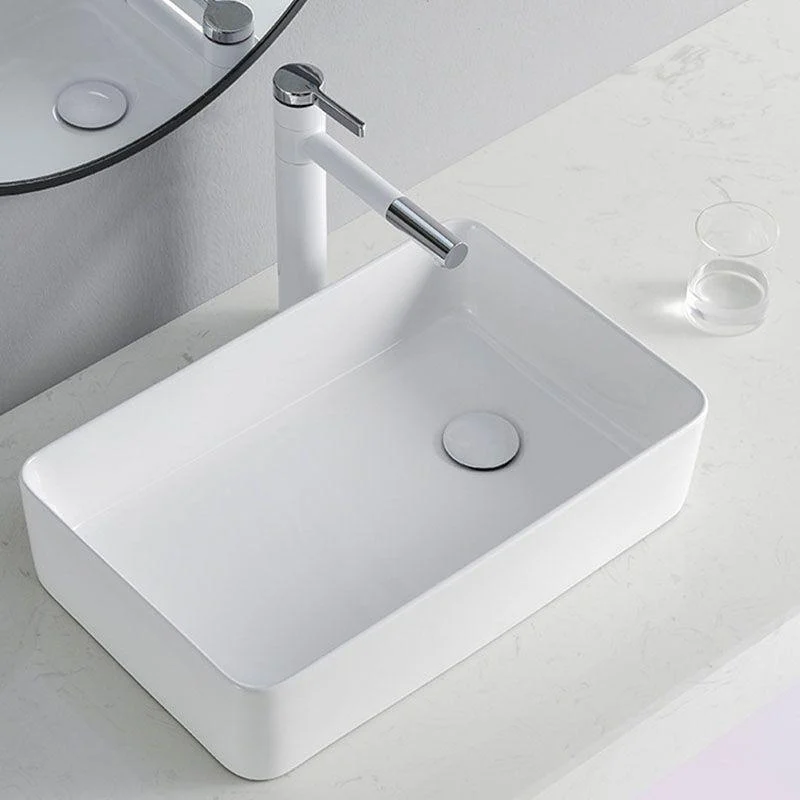 Rectangular Bathroom Sink Porcelain Trough Bathroom Sink(Not Included Taps) -Bathlova