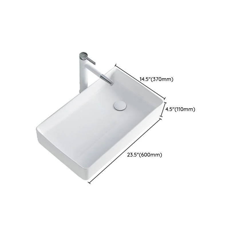 Rectangular Bathroom Sink Porcelain Trough Bathroom Sink(Not Included Taps) -Bathlova