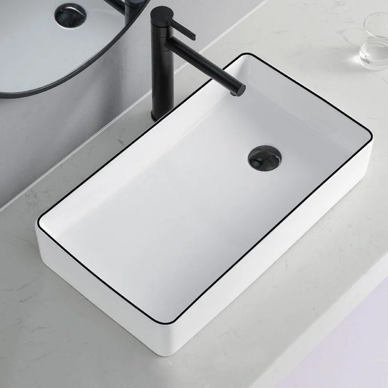 Rectangular Bathroom Sink Porcelain Trough Bathroom Sink(Not Included Taps) -Bathlova