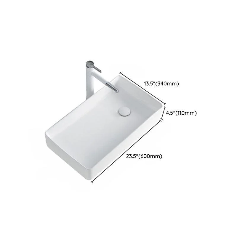 Rectangular Bathroom Sink Porcelain Trough Bathroom Sink(Not Included Taps) -Bathlova