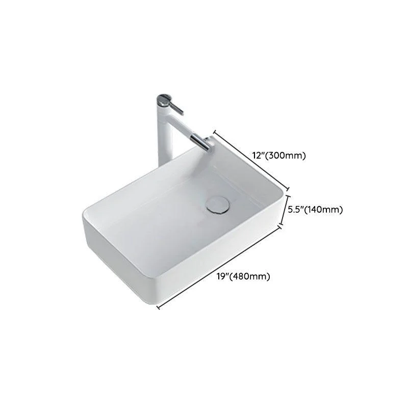 Rectangular Bathroom Sink Porcelain Trough Bathroom Sink(Not Included Taps) -Bathlova