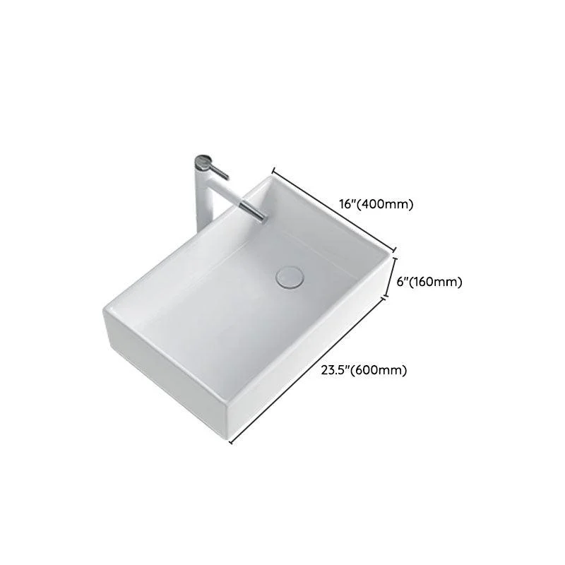 Rectangular Bathroom Sink Porcelain Trough Bathroom Sink(Not Included Taps) -Bathlova