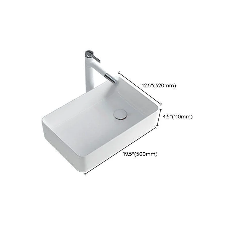 Rectangular Bathroom Sink Porcelain Trough Bathroom Sink(Not Included Taps) -Bathlova