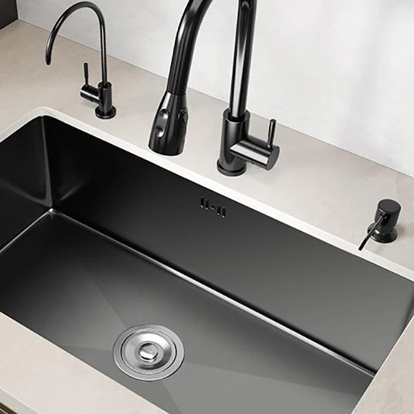 Rectangular Kitchen Sink Black Stainless Steel Single Bowl Top Mount Kitchen Sink -Bathlova