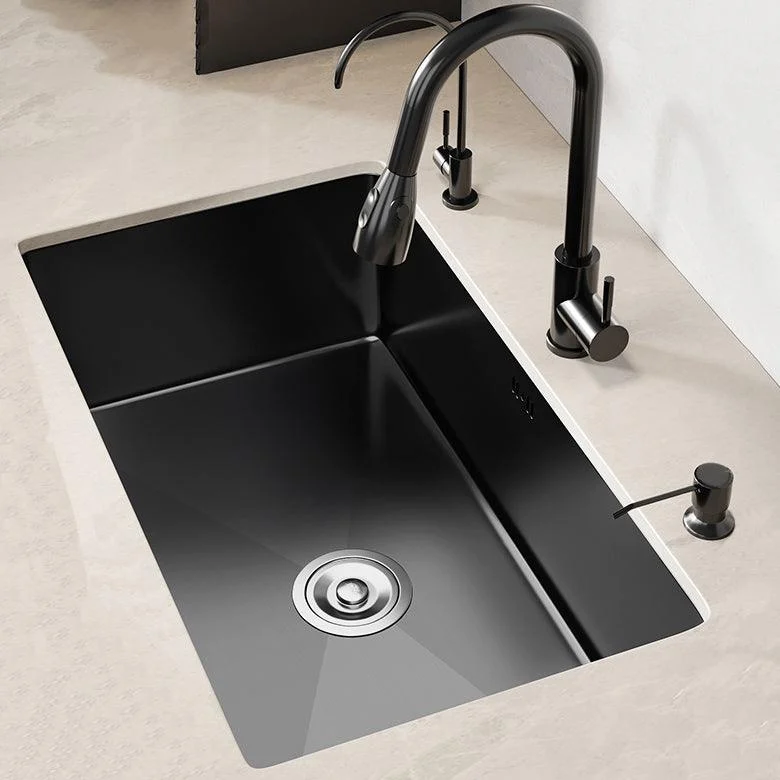 Rectangular Kitchen Sink Black Stainless Steel Single Bowl Top Mount Kitchen Sink -Bathlova