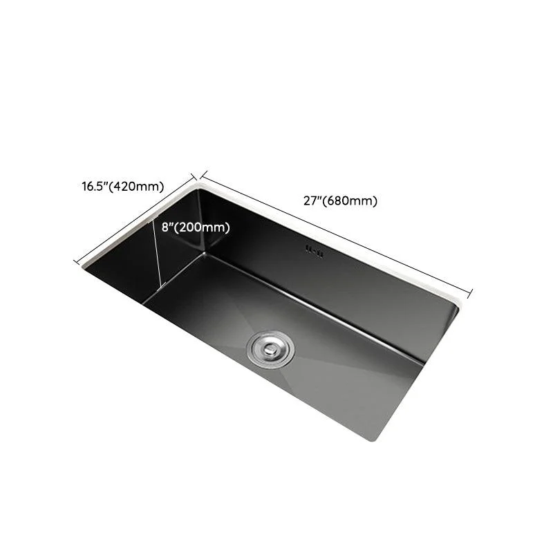 Rectangular Kitchen Sink Black Stainless Steel Single Bowl Top Mount Kitchen Sink -Bathlova