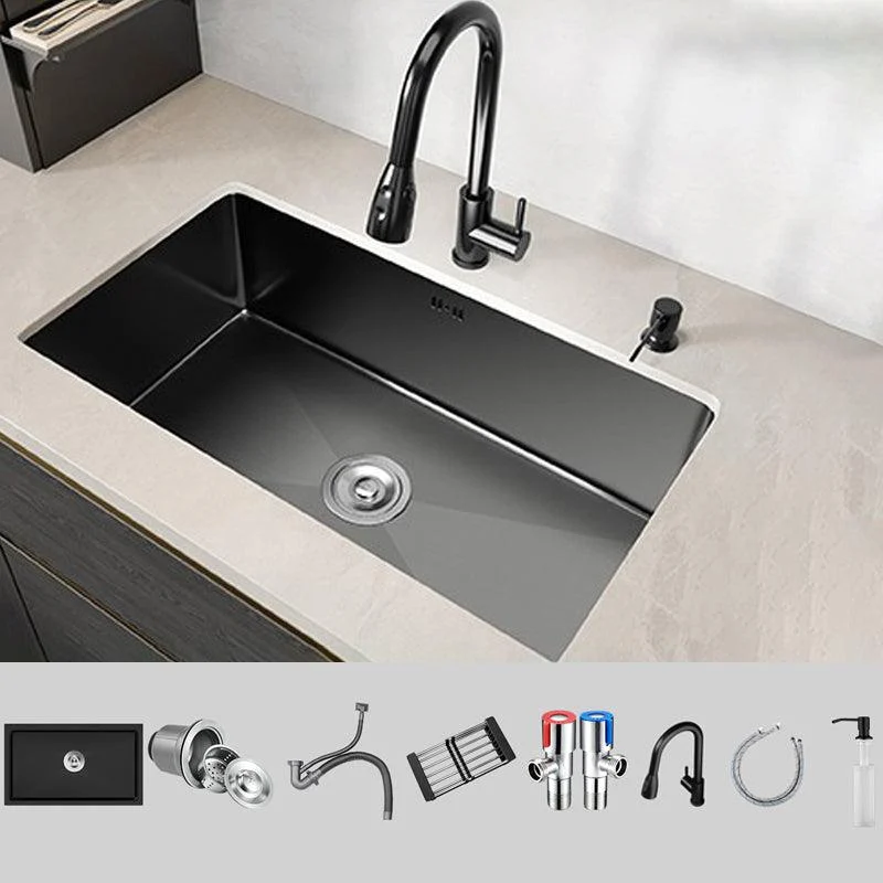 Rectangular Kitchen Sink Black Stainless Steel Single Bowl Top Mount Kitchen Sink -Bathlova