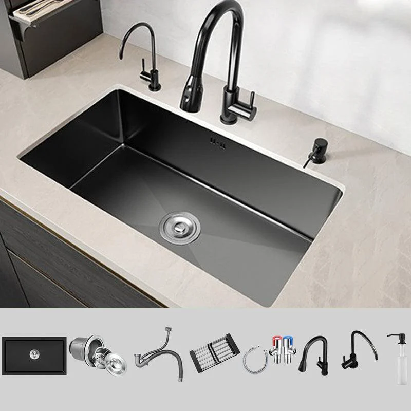 Rectangular Kitchen Sink Black Stainless Steel Single Bowl Top Mount Kitchen Sink -Bathlova