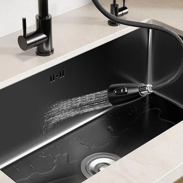 Rectangular Kitchen Sink Black Stainless Steel Single Bowl Top Mount Kitchen Sink -Bathlova