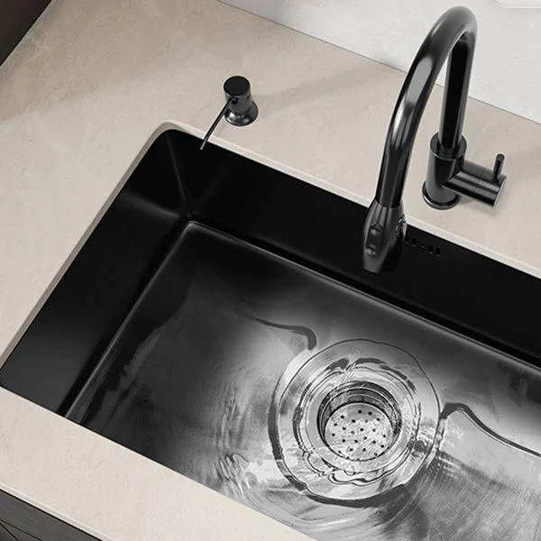 Rectangular Kitchen Sink Black Stainless Steel Single Bowl Top Mount Kitchen Sink -Bathlova