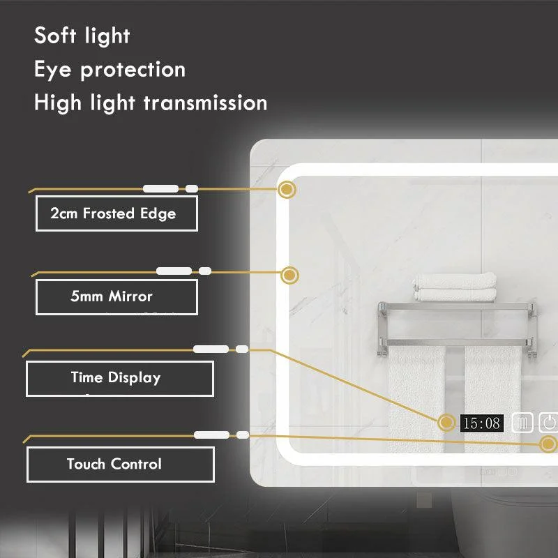 Rectangular Smart Bathroom Mirror 3 Color Adjustable LED Light Mirror -Bathlova