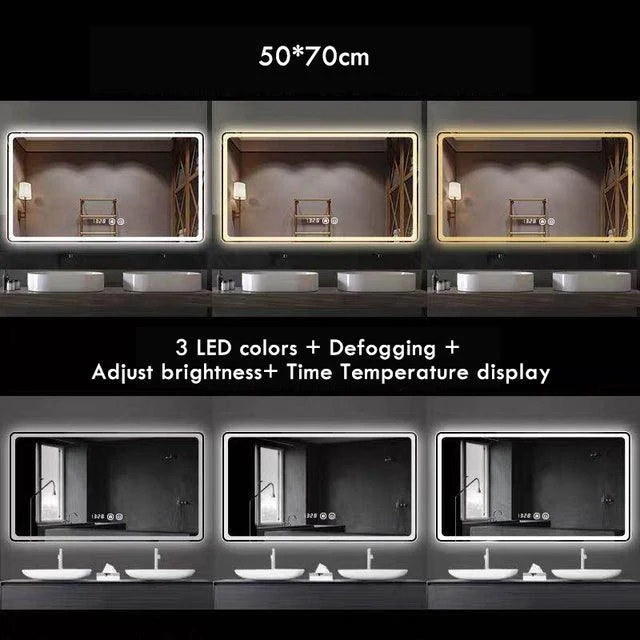 Rectangular Smart Bathroom Mirror 3 Color Adjustable LED Light Mirror -Bathlova