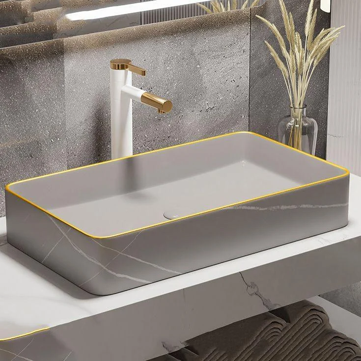 Rectangular Trough Sink Modern Simple Porcelain Trough Bathroom Sink -Bathlova