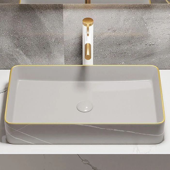 Rectangular Trough Sink Modern Simple Porcelain Trough Bathroom Sink -Bathlova