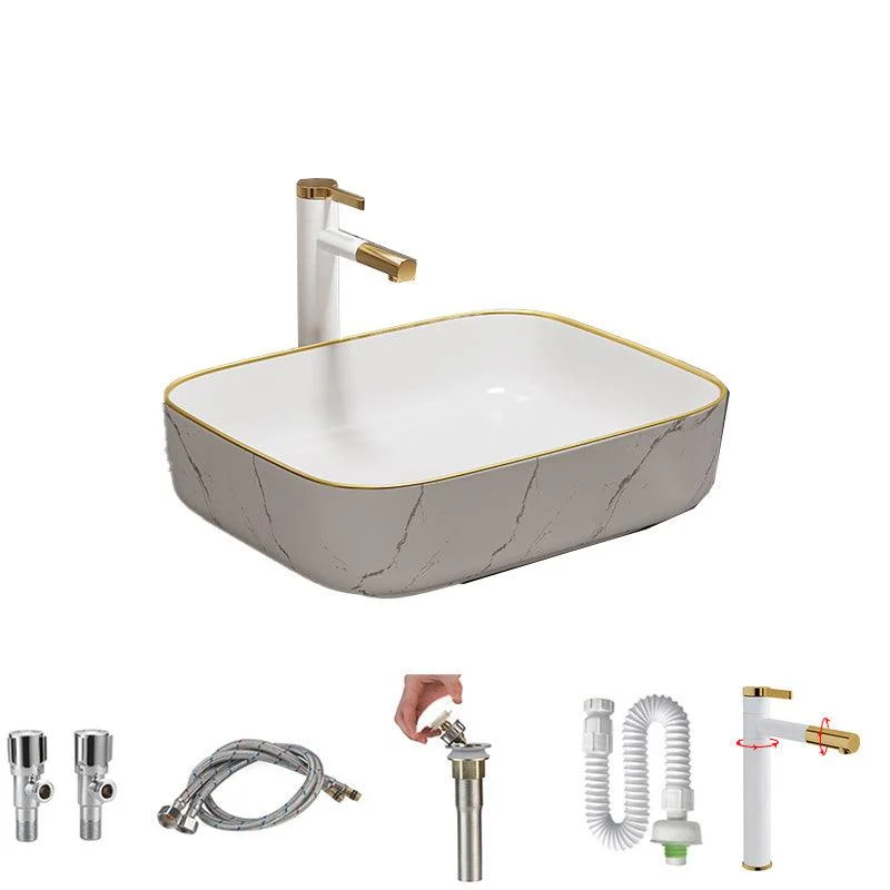 Rectangular Trough Sink Modern Simple Porcelain Trough Bathroom Sink -Bathlova