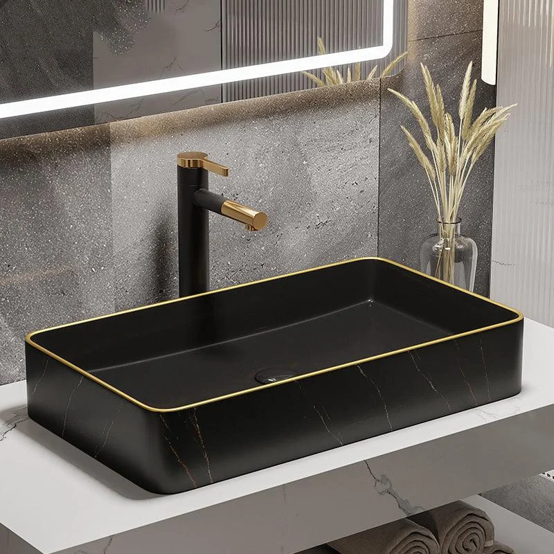 Rectangular Trough Sink Modern Simple Porcelain Trough Bathroom Sink -Bathlova