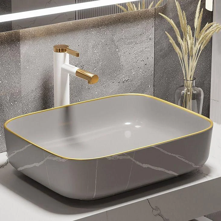 Rectangular Trough Sink Modern Simple Porcelain Trough Bathroom Sink -Bathlova