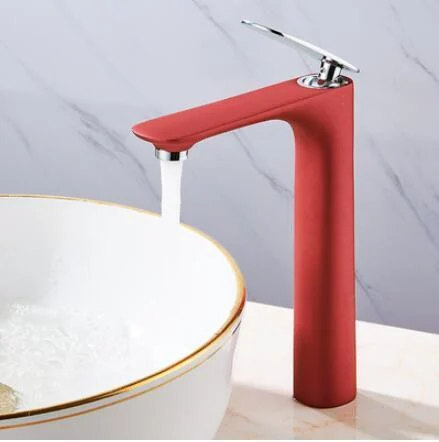 Red Basin Tap Sink Mixer Bathroom Basin Tap Brass Crane Sink Tap -Bathlova