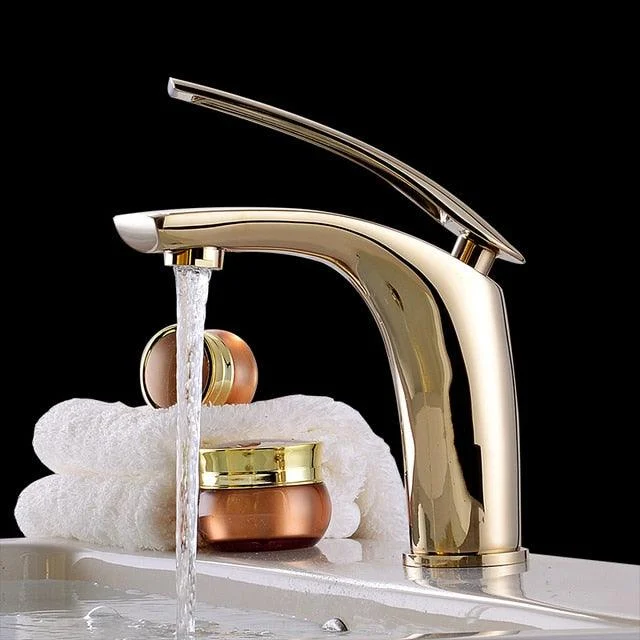 Red Bathroom Tap Brass Basin Sink Tap Mixer Tap Single Handle -Bathlova