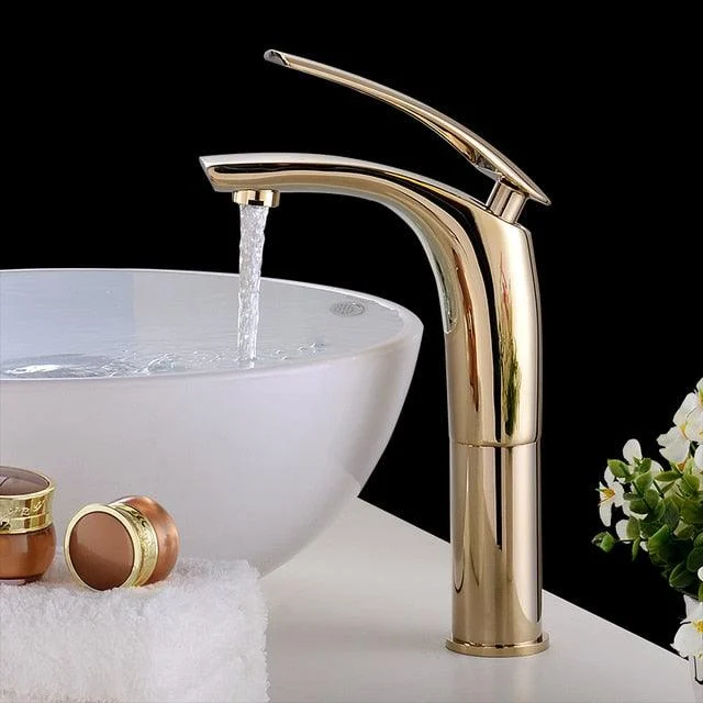 Red Bathroom Tap Brass Basin Sink Tap Mixer Tap Single Handle -Bathlova