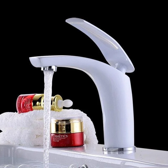 Red Bathroom Tap Brass Basin Sink Tap Mixer Tap Single Handle -Bathlova