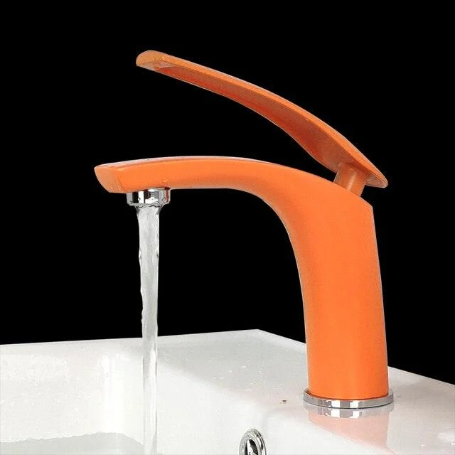 Red Bathroom Tap Brass Basin Sink Tap Mixer Tap Single Handle -Bathlova