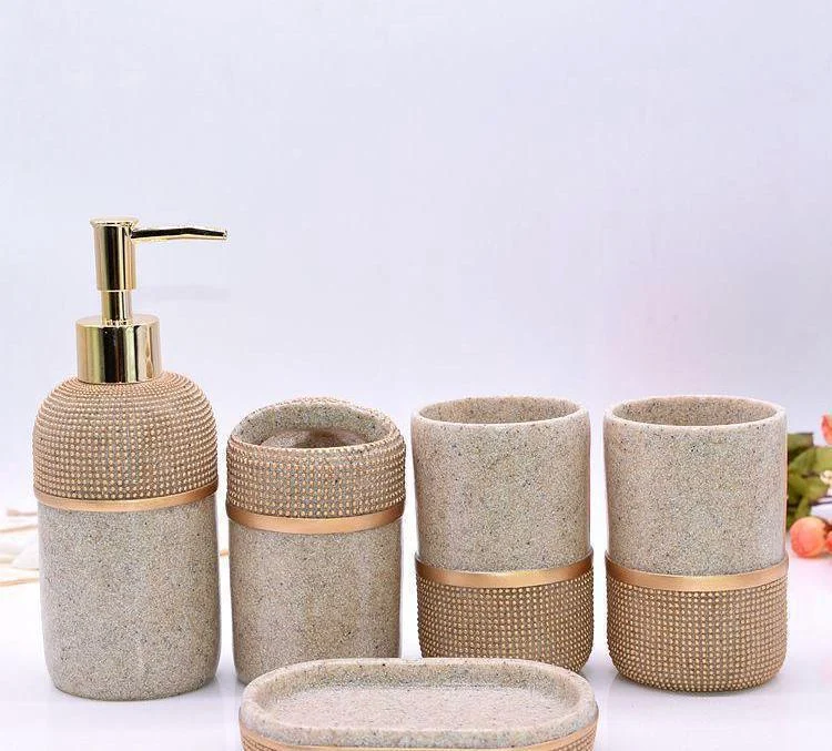 Resin Made Toiletries Container Bathroom Accessories Set -Bathlova