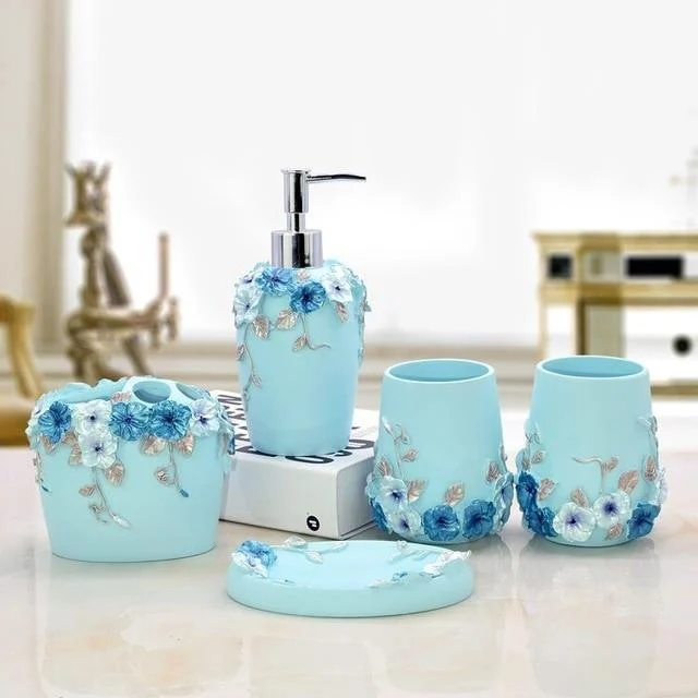 Resin Made Toiletries Container Bathroom Accessories Set -Bathlova