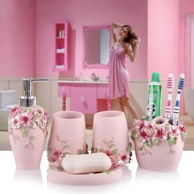 Resin Made Toiletries Container Bathroom Accessories Set -Bathlova