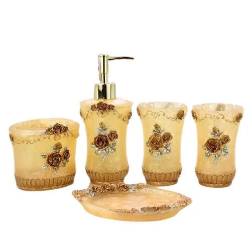 Resin Made Toiletries Container Bathroom Accessories Set -Bathlova