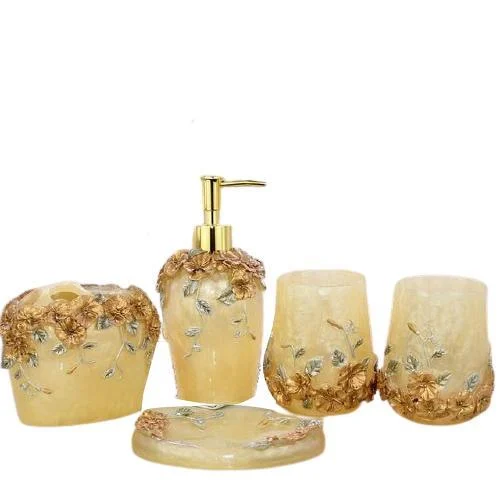 Resin Made Toiletries Container Bathroom Accessories Set -Bathlova