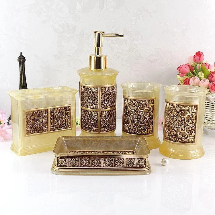 Resin Made Toiletries Container Bathroom Accessories Set -Bathlova