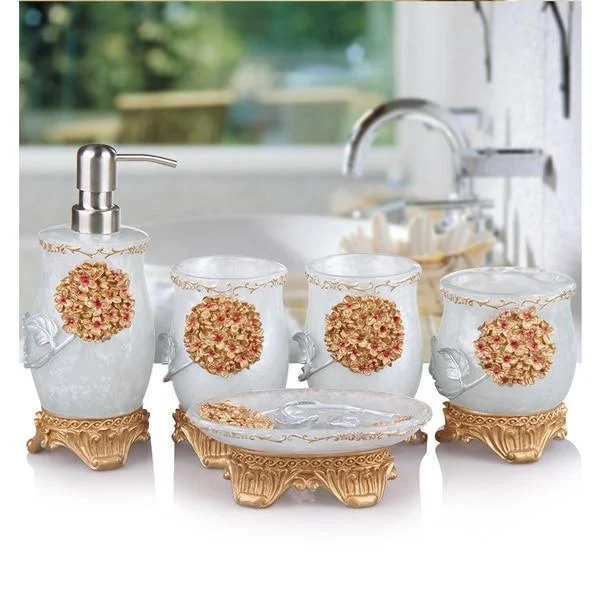 Resin Soap Dish, Soap Dispenser, Toothbrush Holder & Tumbler Bathroom Accessory 5 Piece Set -Bathlova