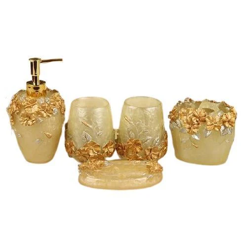 Resin Soap Dish, Soap Dispenser, Toothbrush Holder & Tumbler Bathroom Accessory 5 Piece Set -Bathlova