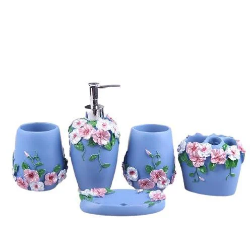 Resin Soap Dish, Soap Dispenser, Toothbrush Holder & Tumbler Bathroom Accessory 5 Piece Set -Bathlova