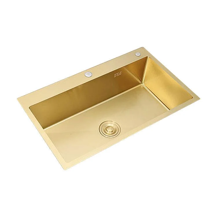 Retangle Drop-in Sink Stainless Steel Single Bowl Golden Kitchen Sink with Strainer -Bathlova