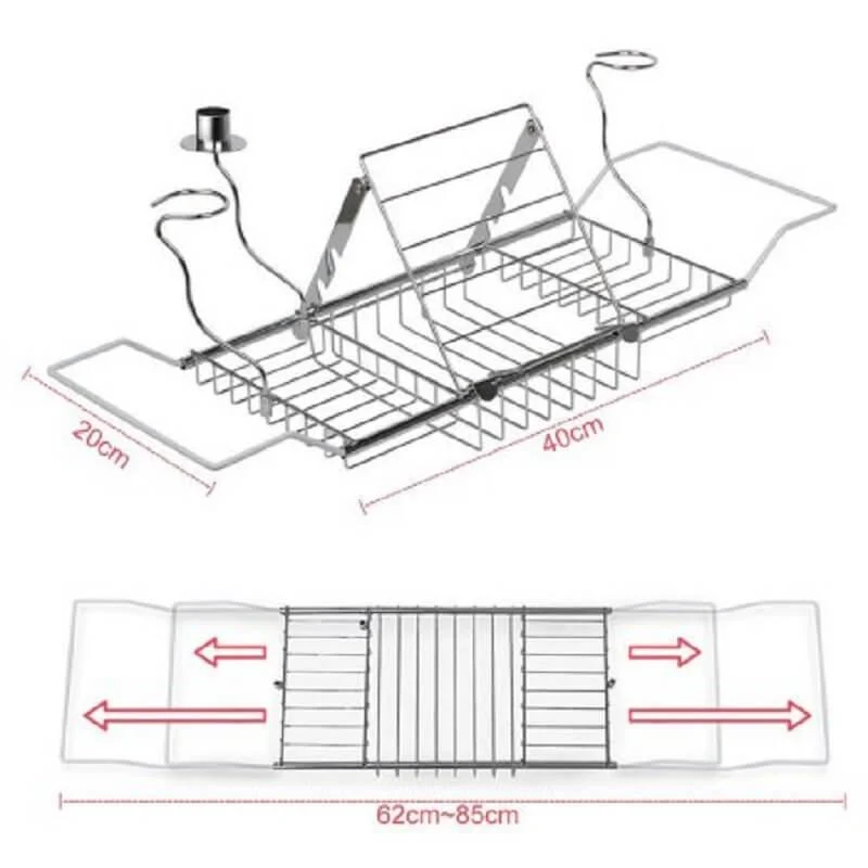 Retractable Drain Bathtub Caddy Tray -Bathlova