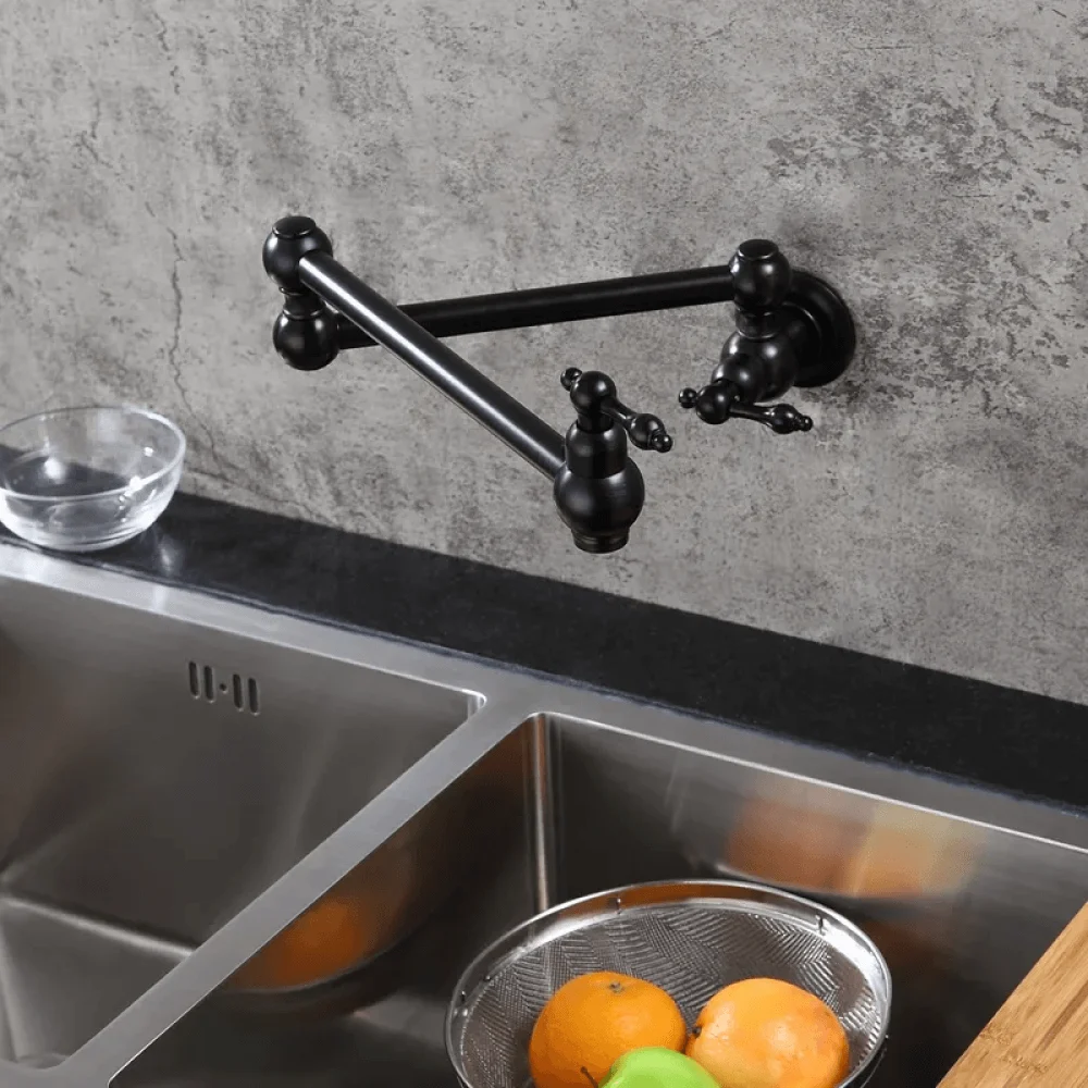 Retractable Wall Mounted Kitchen Tap with Double Swing Joints -Bathlova