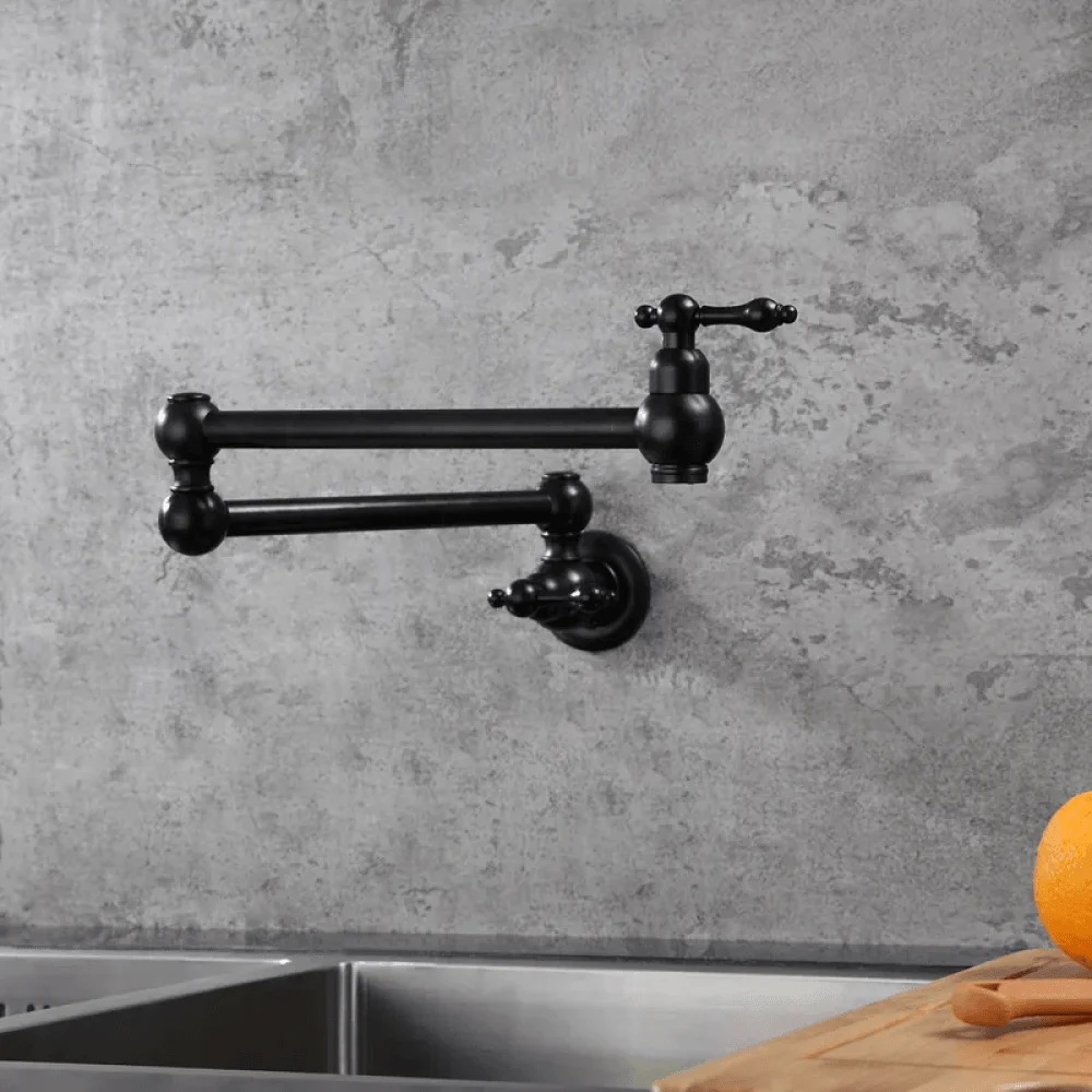 Retractable Wall Mounted Kitchen Tap with Double Swing Joints -Bathlova