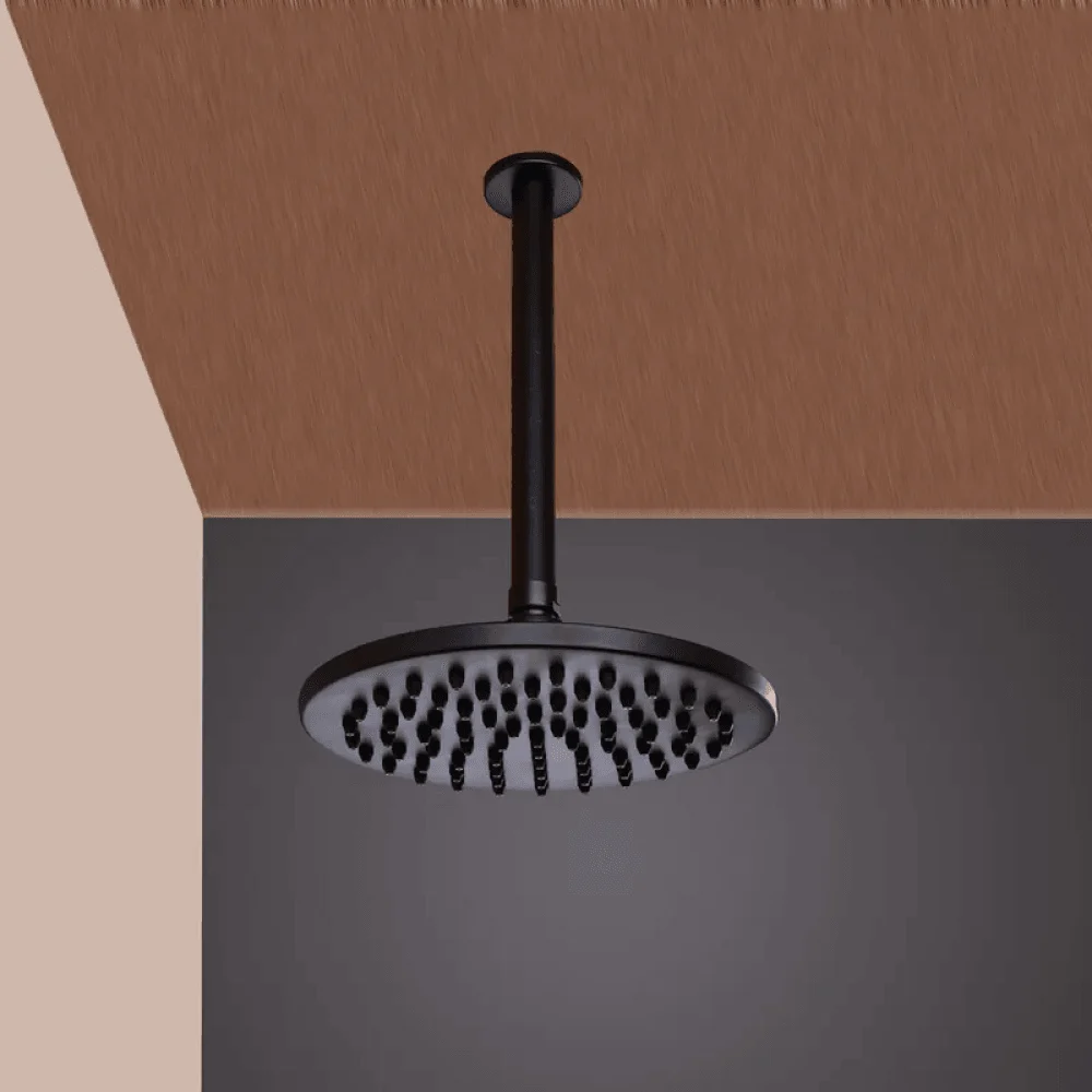 Retro 1-Handle Ceiling Mounted Shower in Antique Black - Round Shower Head & Hand Shower Set Rain -Bathlova