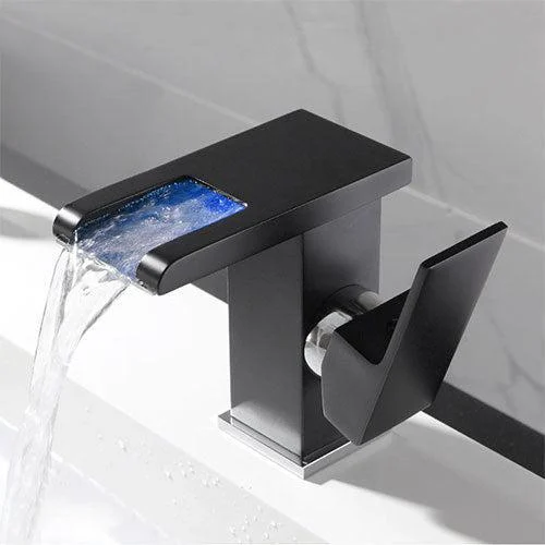 RGB Color Change Powered by Water Flow LED Waterfall Basin Tap -Bathlova