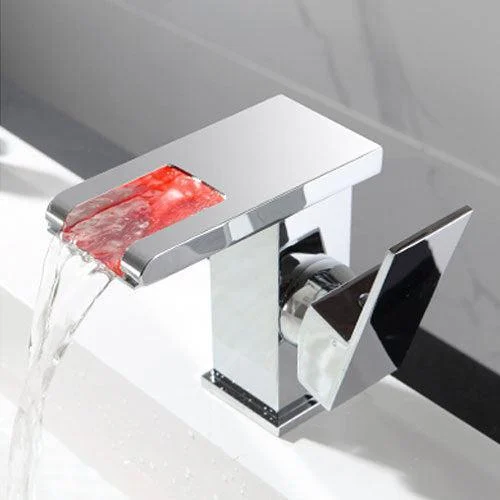 RGB Color Change Powered by Water Flow LED Waterfall Basin Tap -Bathlova