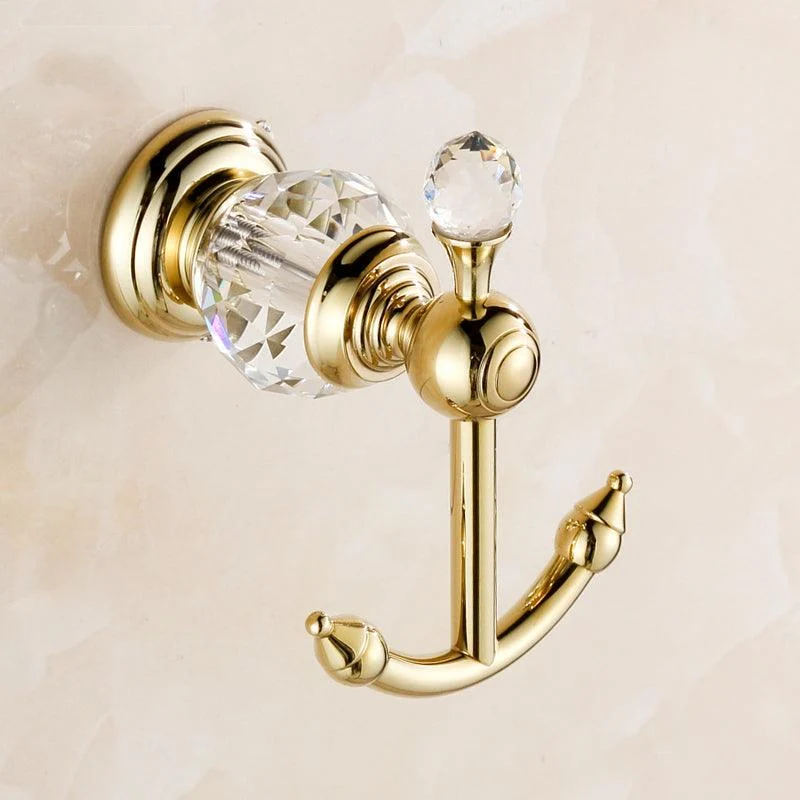 Robe Hooks Gold Hook on the wall Crystal Brass Gold Robe Hook -Bathlova