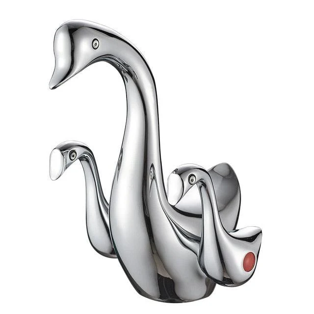 Rose Gold Basin Tap Bathroom Sink Tap Double Handle Swan Tap -Bathlova