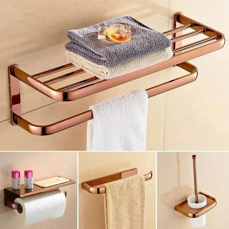 Rose Gold Bathroom Accessories Towel Rack Bathroom Shelf Paper Holder -Bathlova