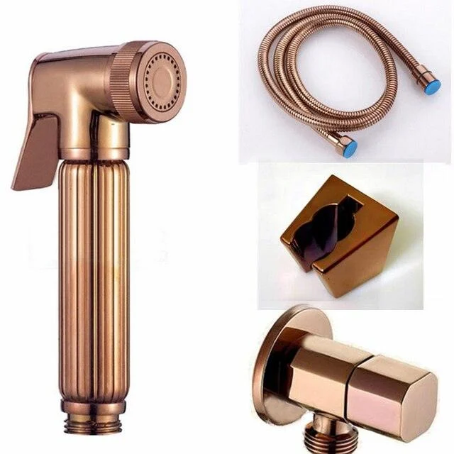 Rose Gold Brass Bidet Sprayer Hand Held Toilet Bidet Spray -Bathlova