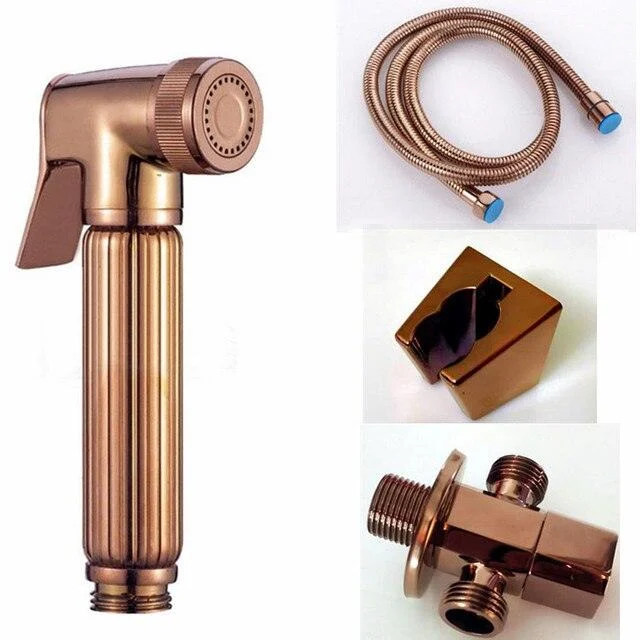 Rose Gold Brass Bidet Sprayer Hand Held Toilet Bidet Spray -Bathlova