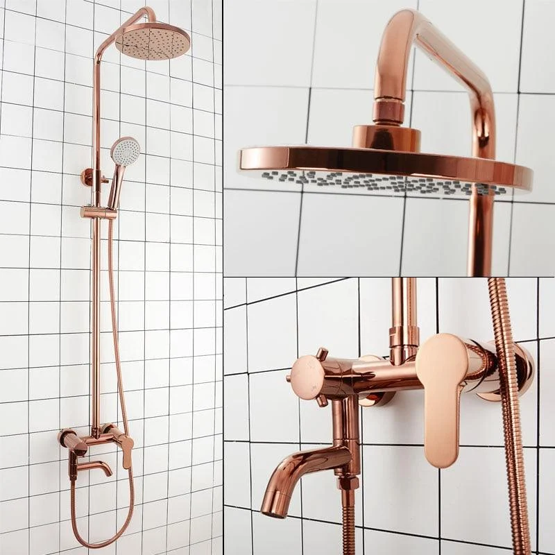 Rose Gold Brass Shower Set Wall Mounted Cold Hot Mixer Shower Tap -Bathlova