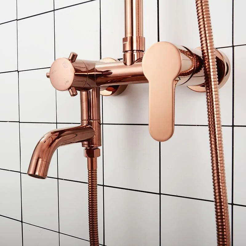 Rose Gold Brass Shower Set Wall Mounted Cold Hot Mixer Shower Tap -Bathlova